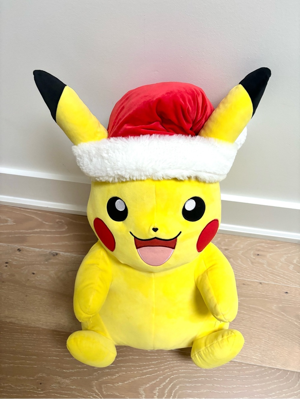 Pokemon Center Christmas Pikachu Plush With Santa Hat LARGE